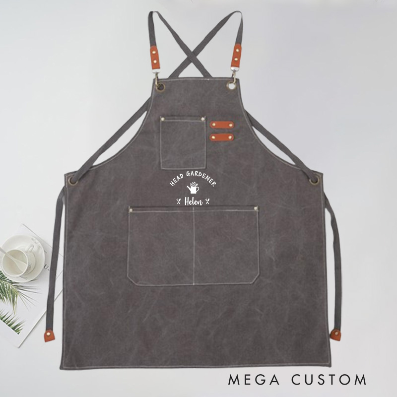 Personalized Head Gardener Aprons Garden Apron with Name Green Planting Apron Gardening Apron with Pockets 
