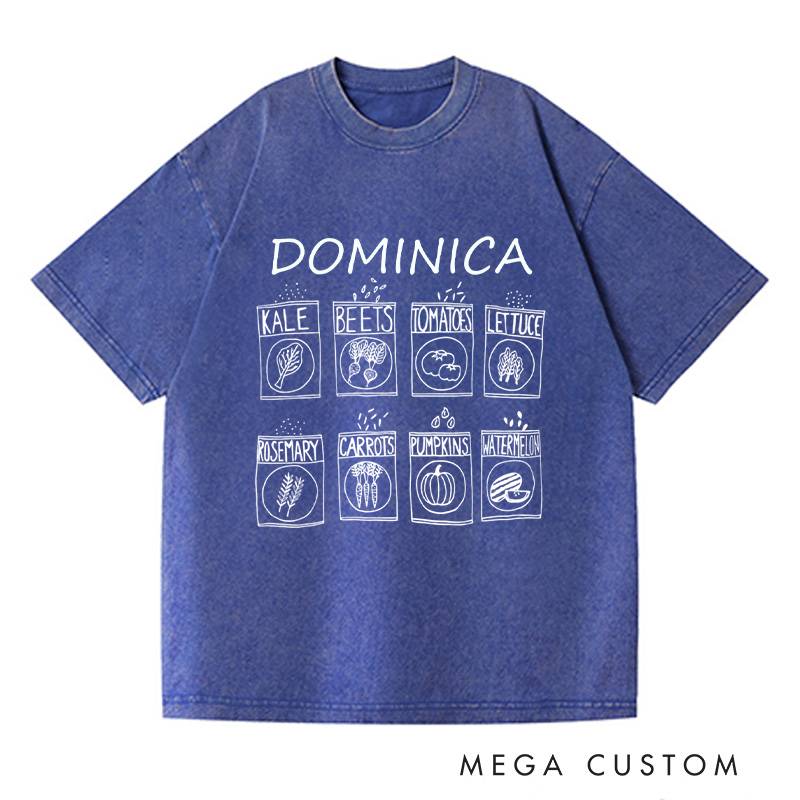 Personalized Garden Washed T-Shirts Kale Shirt Foodie Gift Gardening Gift Vegetable Shirt Plant Lover Gift