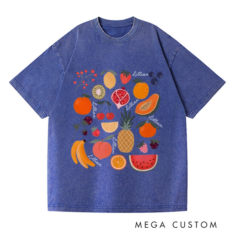Personalized Cute Fruit Washed T-Shirts Garden Shirt Strawberry Shirt Pineapple Shirt Aesthetic Clothing Botanical Shirt Gift For Garden Lovers