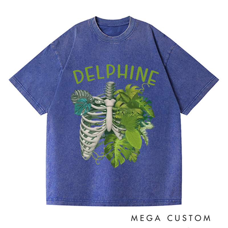 Personalized Skeleton Plant Washed T-Shirts Plant Lover Shirt Plant Gift Plant Lover Gift Monstera Tee Plant Graphic Shirt Garden Lover Gift