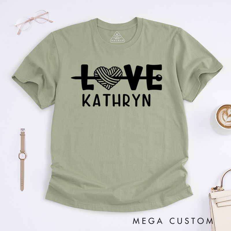 Personalized Love Classic T-Shirts Gift for Knitting Lovers knit Gift Funny Knitting Shirt