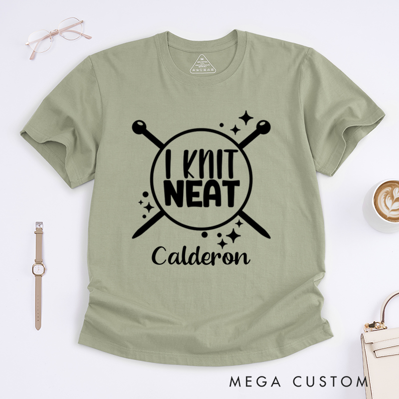 Personalized I Knit Neat Classic T-Shirts Gift for Knitting Lovers knit Gift Funny Knitting Shirt