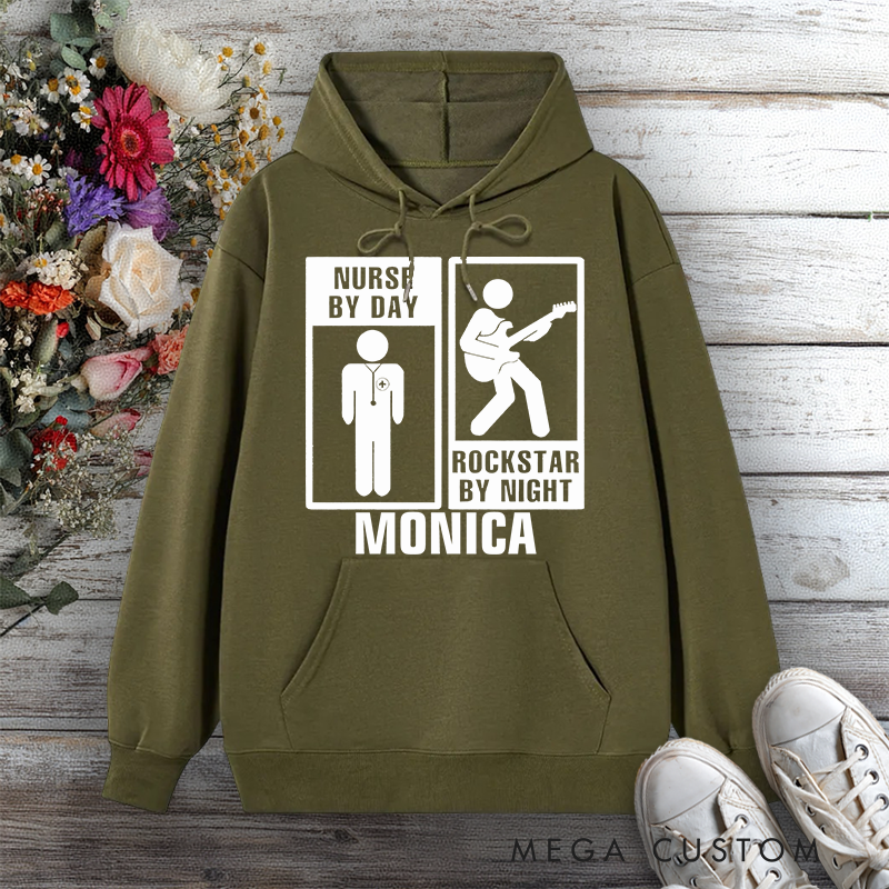 Personalized Hoodies for Nurse Nurse by Day Rockstar by Night Design Hoodies
