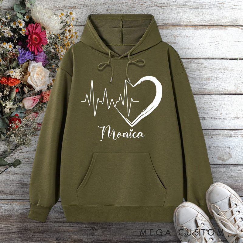 Personalized Hoodies for Nurse Heartbeat and Heart Symbol Design Hoodies International Nurse Day Gift