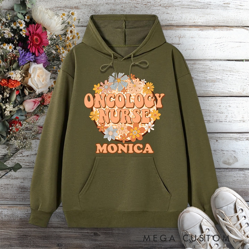Personalized Hoodies for Nurse Oncology Nurse Compassion in Bloom Design Hoodies International Nurse Day Gift
