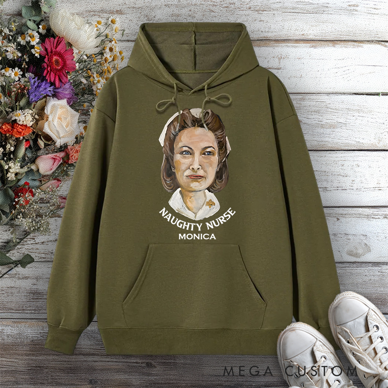 Personalized Hoodies for Nurse Naughty Nurse Vintage Portrait Design Hoodies International Nurse Day Gift