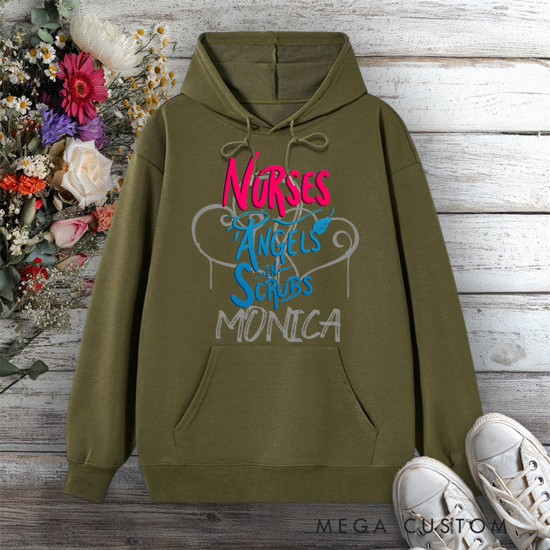 Personalized Hoodies for Nurse Angels in Scrubs Design Hoodies International Nurse Day Gift