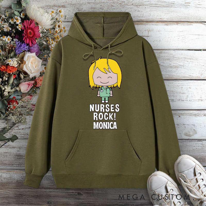 Personalized Hoodies for Nurse Nurses Rock Design Hoodies International Nurse Day Gift