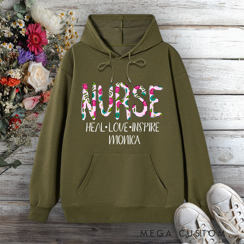 Personalized Hoodies for Nurse Heal Love Inspire Design Hoodies International Nurse Day Gift