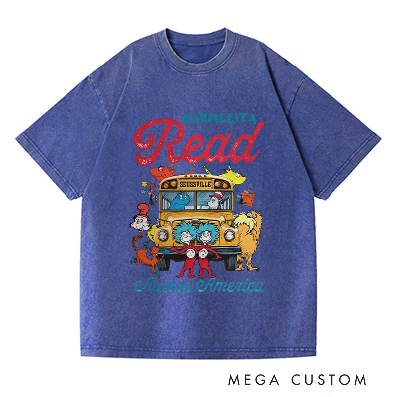 Personalized Read Across America Washed T-Shirts Reading Day T-shirt Reading Week Matching Shirt Book Lover Gift