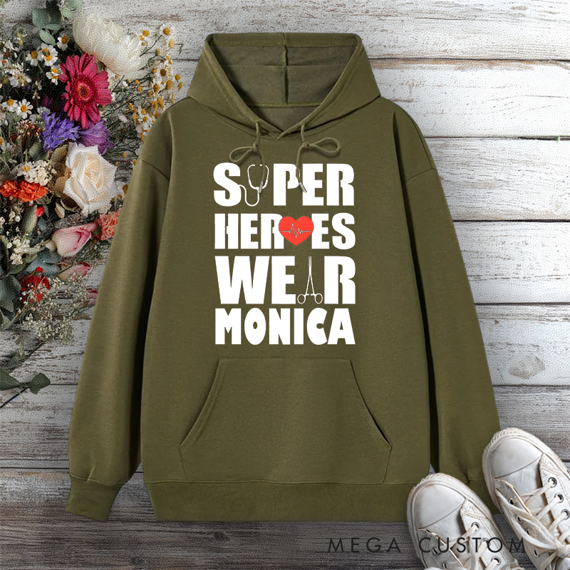 Personalized Hoodies for Nurse Superheroes Wear Scrubs Design Hoodies International Nurse Day Gift