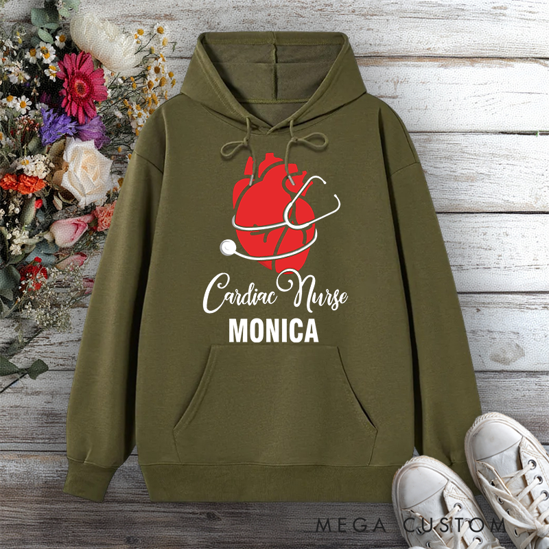 Personalized Hoodies for Nurse Cardiac Nurse Heart of Care Design Hoodies International Nurse Day Gift
