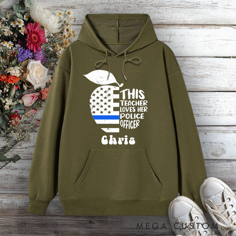 Personalized Teacher Hoodie This Teacher Loves Her Police Officer Design Gift