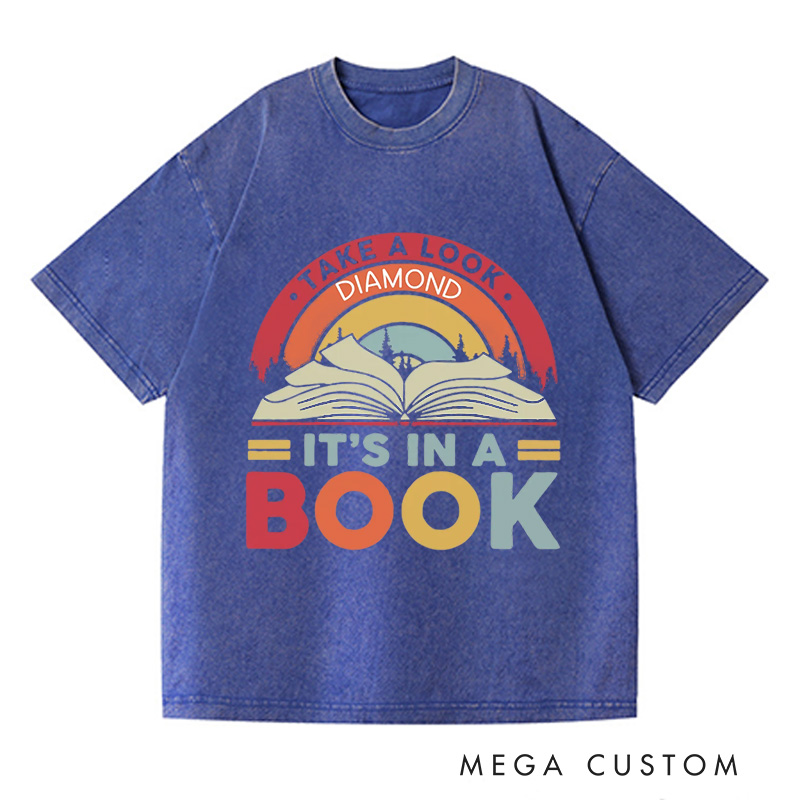 Personalized Reading Rainbow Washed T-Shirts Take a Look It’s in a Book Shirt Reading Vintage Retro Rainbow Shirt with Name Reading Book Gift Shirt Book Lover T Shirt