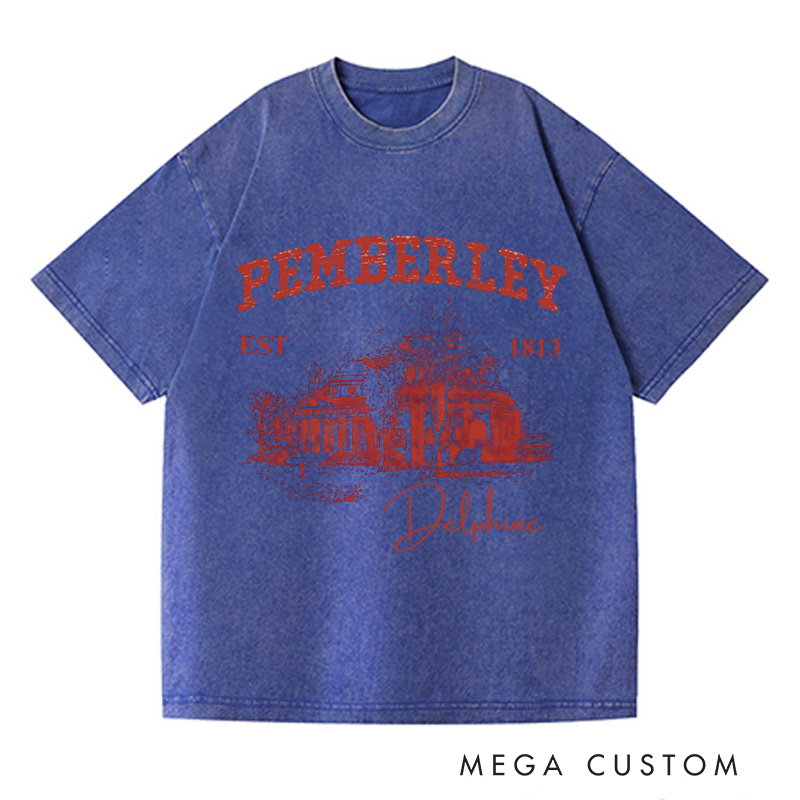 Personalized Pemberley Light Academia Washed T-Shirts Literature Literary Book Shirt Librarian Tee Book Lover Shirt Bookish Reading Bibliophile Gift