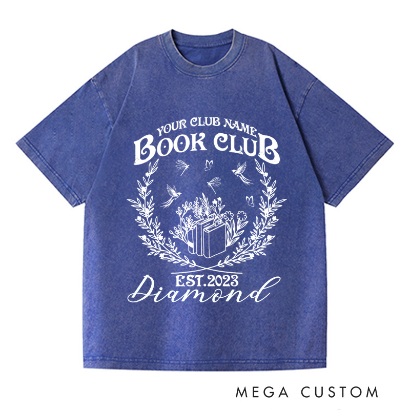 Personalized Book Club Washed T-Shirts Since Reading Club Shirt Bookish Gift Book Lover Gift Book Lover Shirt Name Book Club Tee Book Gift