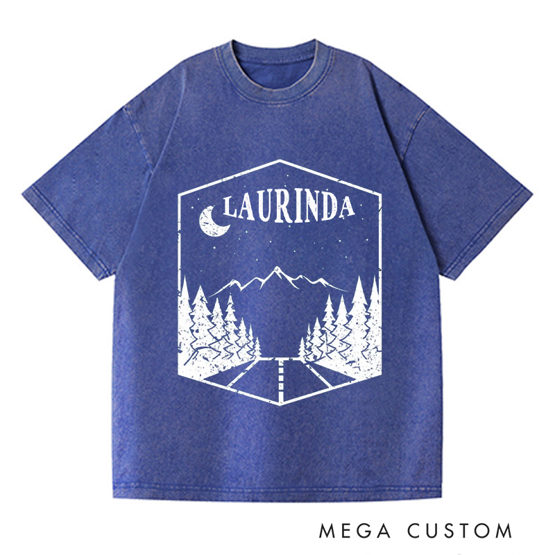 Personalized Nature Washed T-Shirts Mountains Trip Shirt with Name Nature Tee Shirt Gift For Traveler Gift Trip Lover Gift