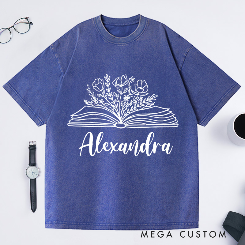 Personalized Book Shirt Wildflowers Washed T-Shirts Reading T-Shirt Bookish Shirt Librarian Shirt Book Lover Shirt Reader Gift