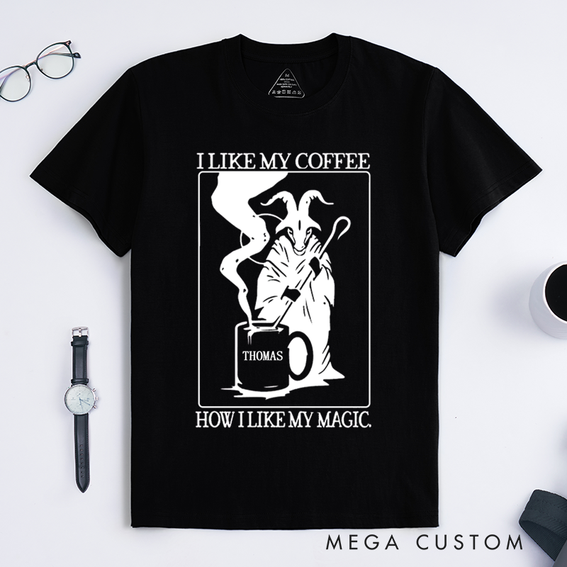 Personalized Tarot Lovers Classic T-Shirts Dark Sheep Wizard Loves Coffee Mysterious Halloween Gift