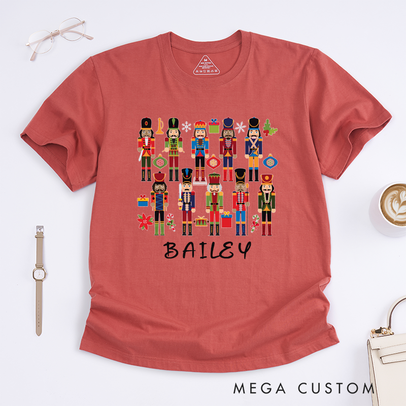 Personalized Cartoon Christmas T-Shirt Custom Name Holiday Gift Unisex Unique Festive Tee for Kids Adults Family Matching Present