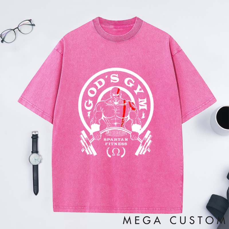 Personalized Gym Washed T-Shirts with Warrior Fitness Design for Fitness Enthusiasts Bodybuilders and Gym Lovers