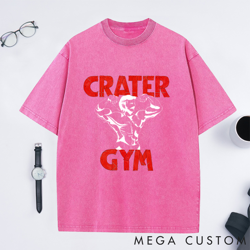 Personalized Red Lettering Washed T-Shirts with Bold Bodybuilder Design for Fitness Enthusiasts Bodybuilders and Gym Lovers