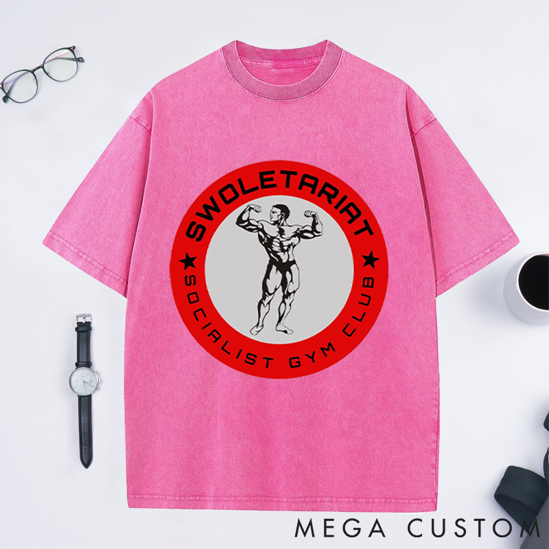 Personalized Gym Washed T-Shirts with Socialist Gym Club Bodybuilder Design for Fitness Enthusiasts Bodybuilders and Gym Lovers