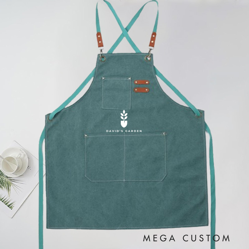 Personalized Gardener Canvas Aprons with Name Green Planting Apron Gardening Apron with Pockets Custom Gardener Gifts Outdoor Aprons Gardening Lovers