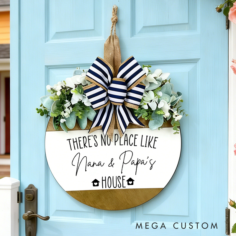 Personalized Wooden Door Sign Custom Gift for Grandparents Decorative Hanging Plaque for Entryway Indoor Outdoor Home Decor Housewarming Gift