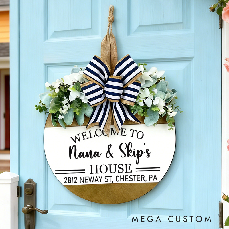 Personalized Front Door Decor Wooden Door Sign Custom Gift for Grandparents Door Hanger for Grandparents Home Decor Housewarming Gift