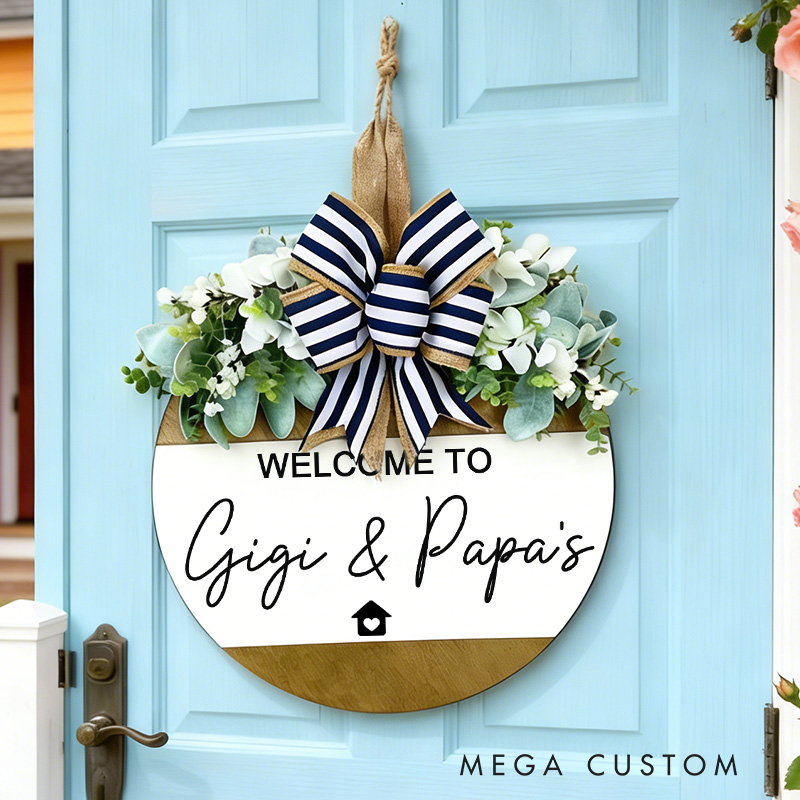 Personalized Front Door Decor Custom Gigi & Papa's Front Door Sign Wooden Door Sign Gift for Grandparents Personalized Grandparent Decor Gift