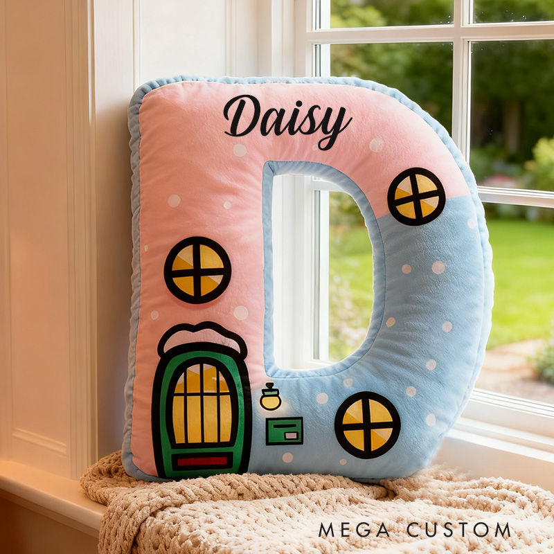 Personalized Letter Pillow Custom Name Design Soft Decorative Cushion Whimsical House Theme Cozy Accent For Kids Rooms Or Home Decor Graphic 3D Print