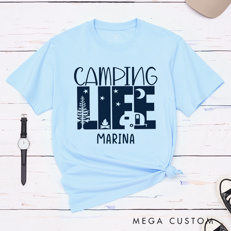 Personalized Camping Life T-Shirt Happy Campe Shirt Camping Outdoors Lover Gift