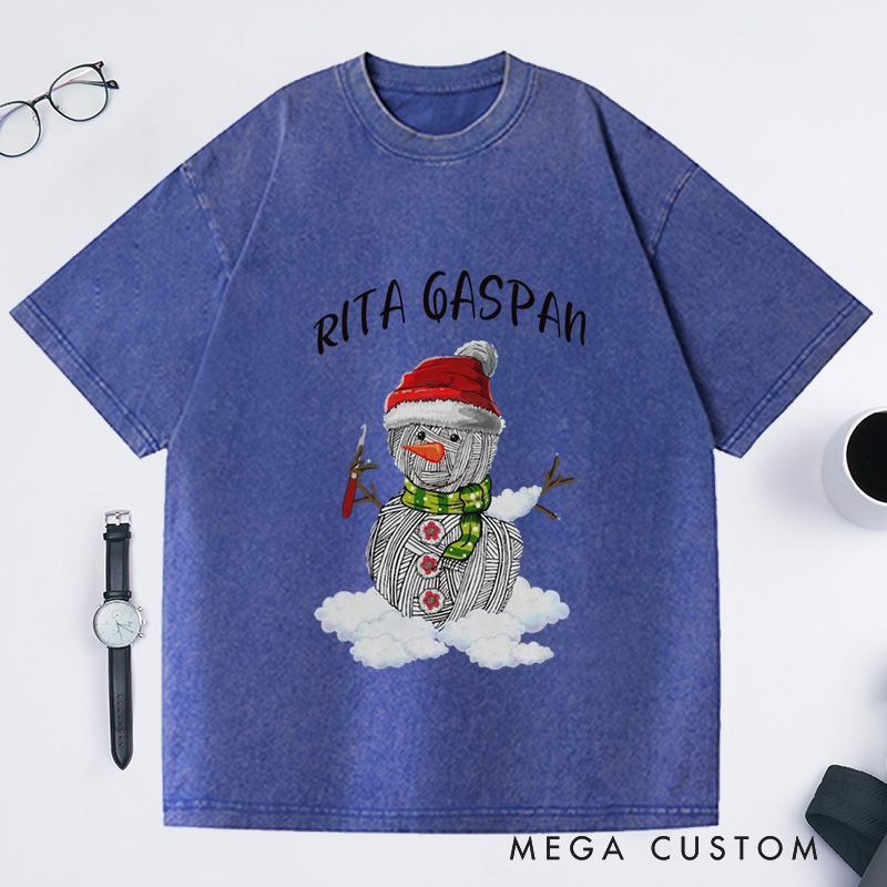 Personalized Merry Crochetmas Washed T-Shirts Crochet Gift Crochet Gift Idea Crochet Love Crochet Lover 