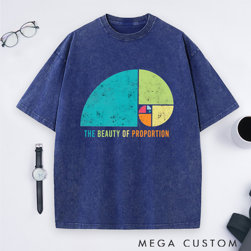 Personalized Golden Spiral Washed T-Shirts A Visual Harmony of Proportions Shirts Physics Math Lovers Shirts Gift for Geek Nerd