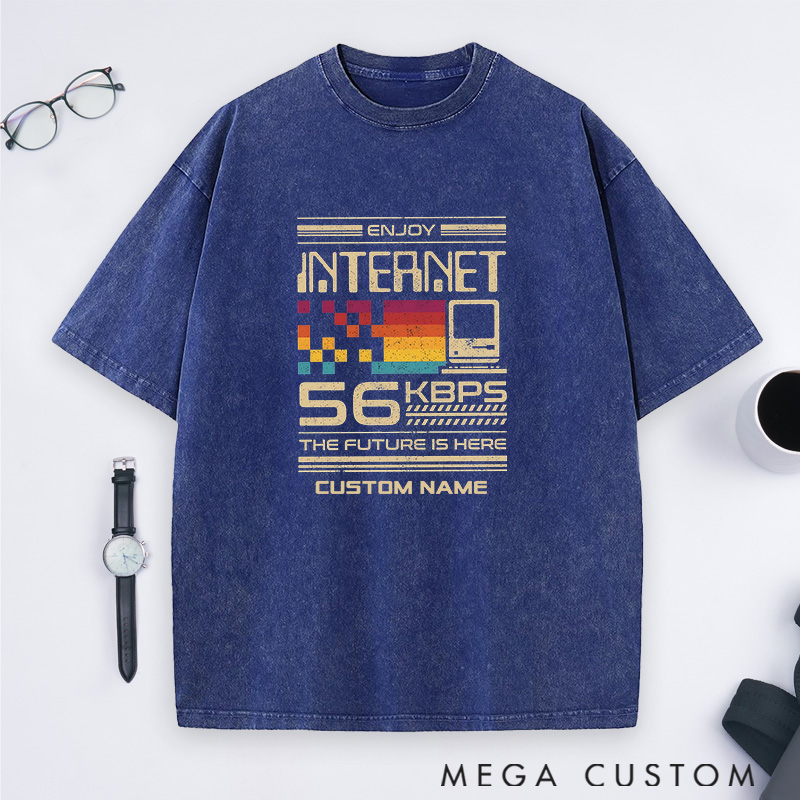 Personalized 56 Kbps Washed T-Shirts Programmer Computer Technology Lovers Shirts Gift Geek Nerd
