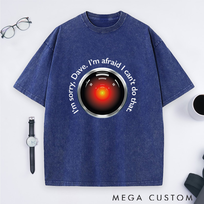  Personalized HAL's Warning Washed T-Shirts Sci-Fi Lover Shirts Gift Geek Nerd