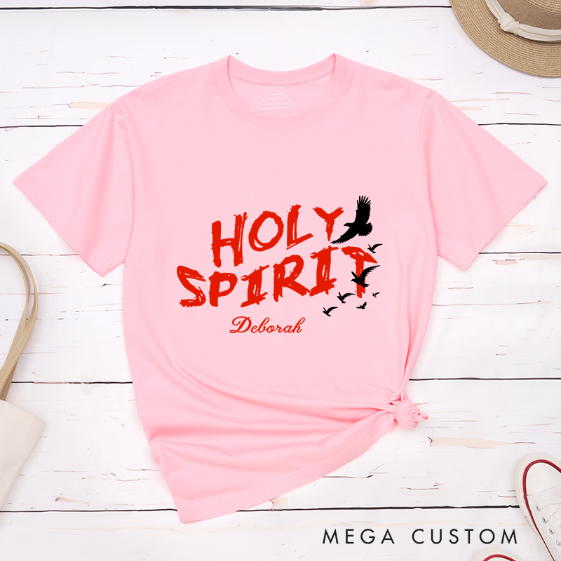 Personalized Holy Spirit Dove Bible Verse T-Shirt with Custom Name Christians Gift Birthday Gift Christian Apparel Gift for Jesus Lover 