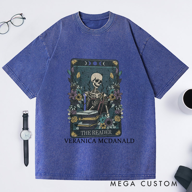 Personalized The Reader Tarot Washed T-Shirts Gifts for Book Lovers