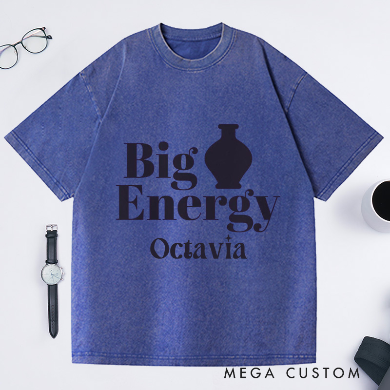Personalized Big Pot Energy Pottery Washed T-Shirts Funny Ceramic Artist Tee Pottery Enthusiast Gift Potters Graphic Tee Fun Pottery Shirt
