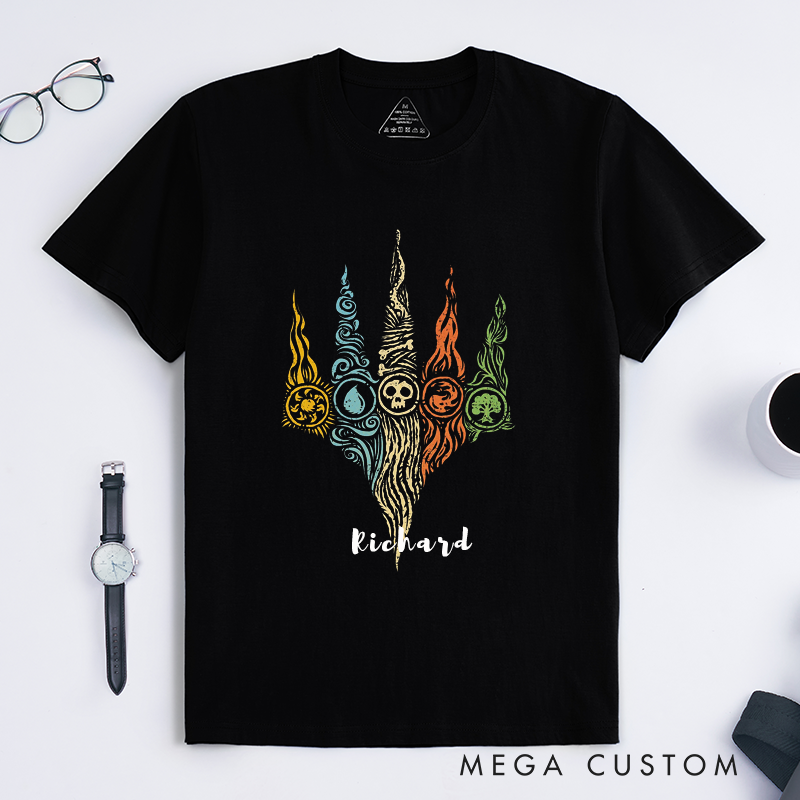 Personalized Elemental Symbol Classic T-Shirts Custom Name Gift  Unique Artistic Graphic Cotton Tee for Fans of Fantasy and Magic Lovers
