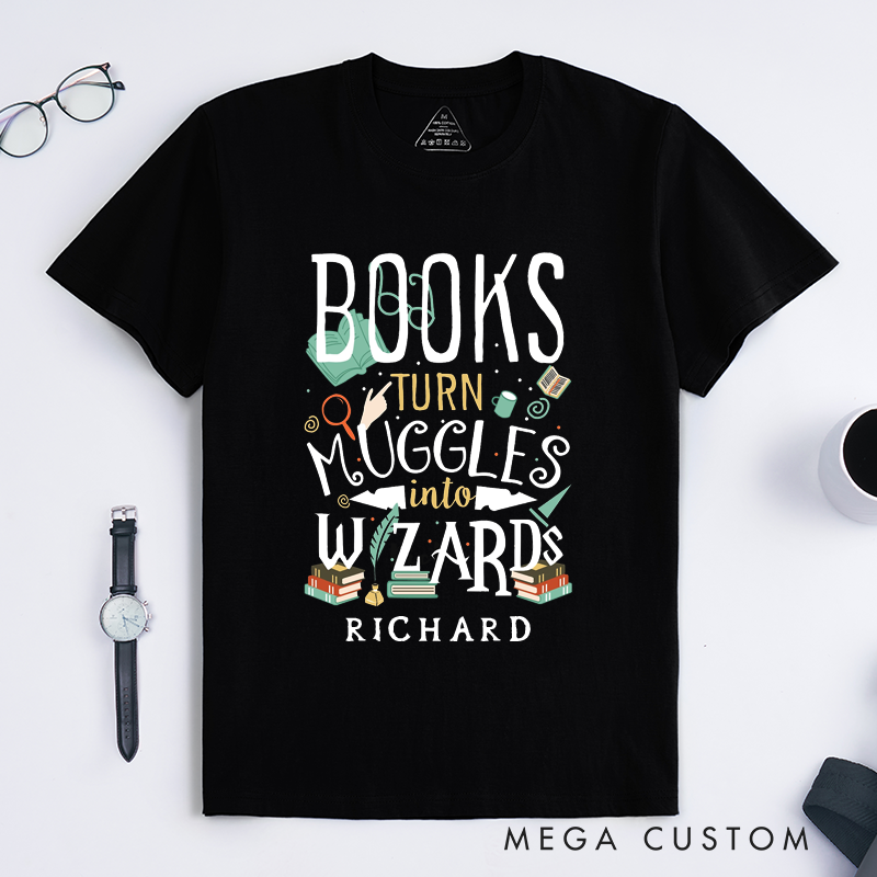 Personalized Books Lovers Classic T Shirts Custom Reading Inspires Creativity Gift for Readers Bookworms Teachers Students Unique Present for Him Her