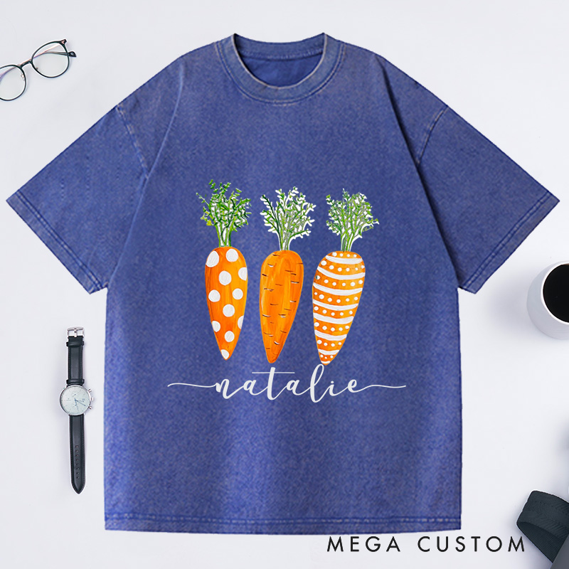 Personalized Carrots Washed T-Shirts Gardening Lover Gifts
