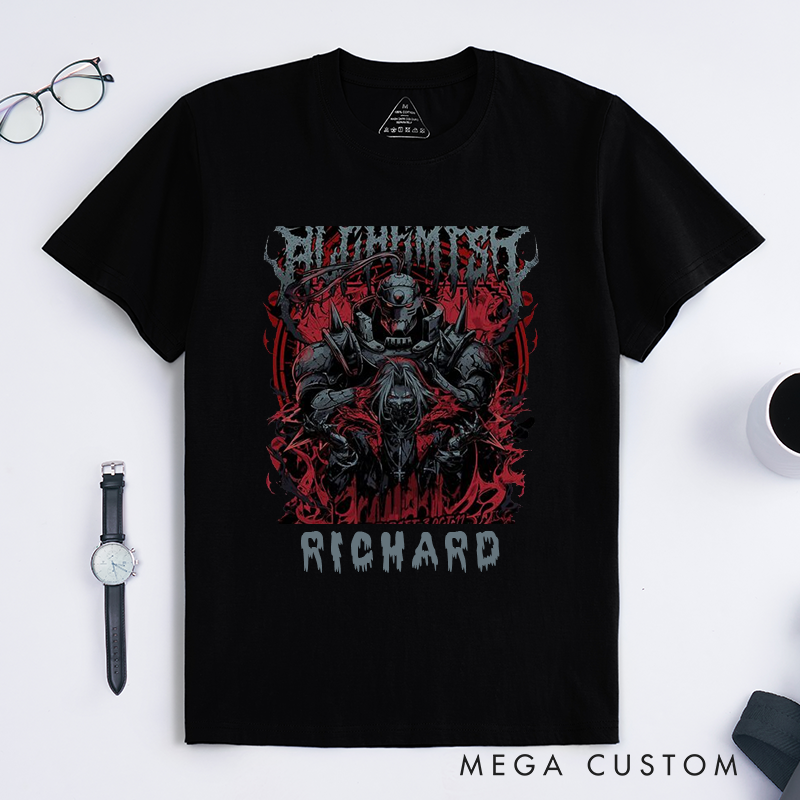 Personalized Dark Fantasy Armor Robot Graphic Classic T-Shirts Custom Gothic Metal Style Cool Gift for Fans of Unique Anime Art and Streetwear Lovers