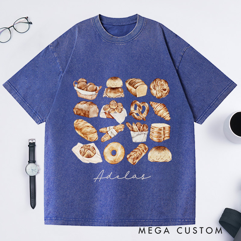 Personalized Bread Baker Washed T-Shirts Bread Chart Shirt Baking Gift for Foodie Shirt Sourdough Shirt Baker Gift