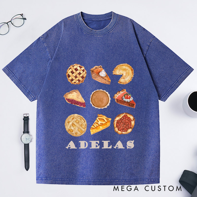 Personalized Comfort Colors Pumpkin Pie Washed T-Shirts Fall Shirt Thanksgiving Gift Thanksgiving Shirt
