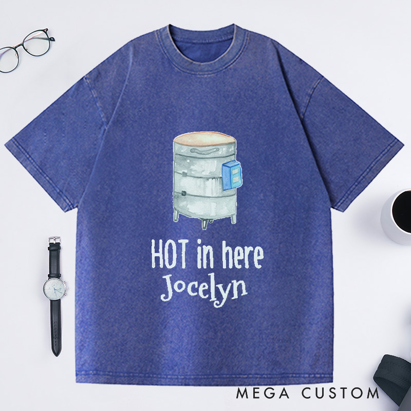 Personalized It's Getting Hot In Here Washed T-Shirts Ceramic Artist Shirt Potters Apparel Funny Kiln Tee