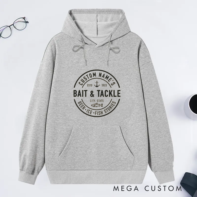 Personalized Classic Bait and Tackle Fishing Classic Hoodie Custom Fishing Gift for Anglers