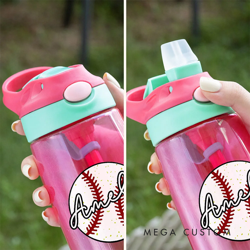 Personalized Kids' Sports Water Bottles with Custom Name and Fun Athletic Designs
