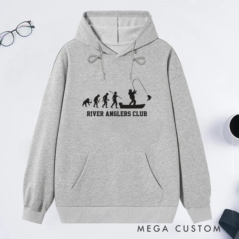 Personalized Evolution Fishing Classic Hoodie Perfect Gift for Fishing Enthusiasts and Club Members